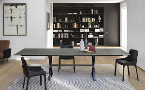 contemporary table / lacquered glass / painted metal / rectangular