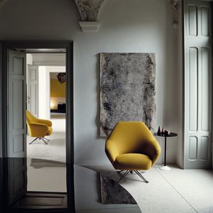 contemporary pedestal table / wooden / metal / tempered glass