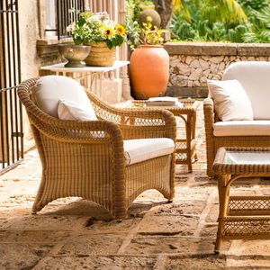 contemporary armchair / fabric / synthetic fiber / garden