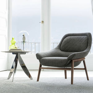 contemporary armchair / fabric / walnut / custom