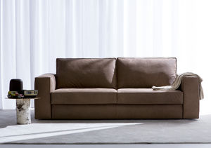 sofa bed / contemporary / leather / fabric