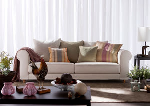 traditional sofa / leather / fabric / 3-seater