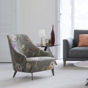 contemporary armchair / velvet / cotton / linen