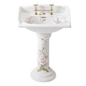 free-standing washbasin / rectangular / porcelain / traditional
