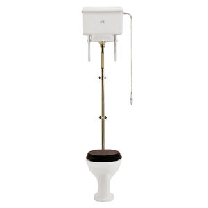 free-standing toilet / porcelain / with lever / with high tank