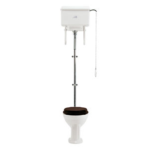 free-standing toilet / porcelain / with lever / with high tank