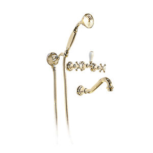 double-handle shower mixer tap / for bathtubs / built-in / chromed metal