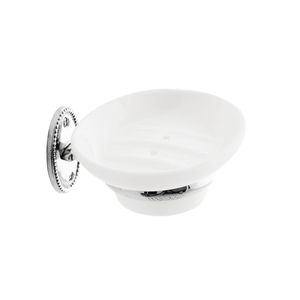 wall-mounted soap dish / metal / ceramic