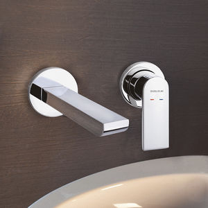 washbasin mixer tap / wall-mounted / chromed metal / bathroom