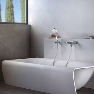 bathtub mixer tap / wall-mounted / chromed metal / bathroom