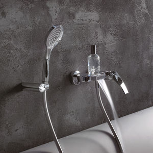 bathtub mixer tap / wall-mounted / chromed metal / bathroom