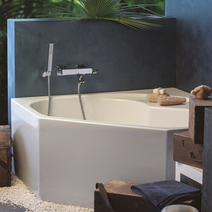 bathtub mixer tap / wall-mounted / chromed metal / bathroom