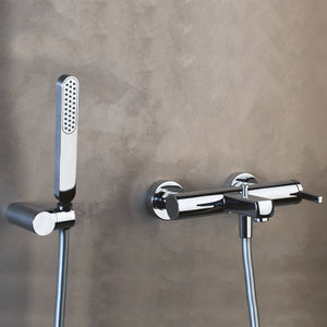 bathtub mixer tap / wall-mounted / chromed metal / bathroom