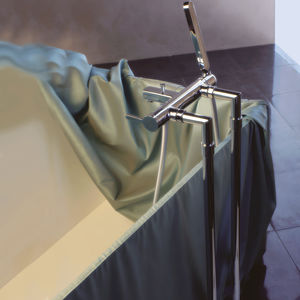 bathtub mixer tap / floor-mounted / chromed metal / bathroom