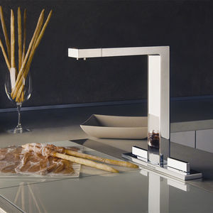 free-standing double-handle mixer tap / chromed metal / kitchen / 3-hole