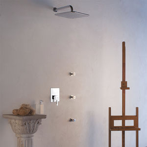 shower mixer tap / built-in / chromed metal / steel