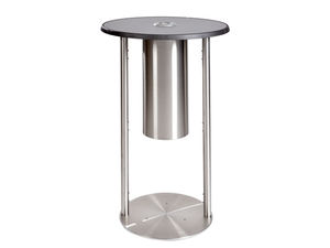 contemporary table / polished stainless steel / round / for public buildings