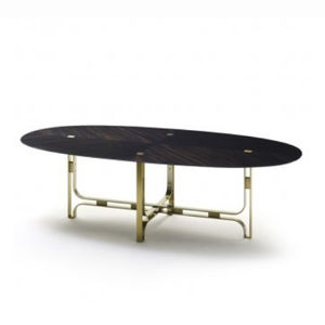 contemporary dining table / metal / oval