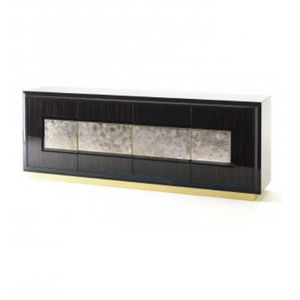 contemporary sideboard / glass / brass / ceramic
