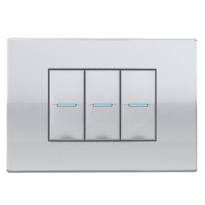 push-button switch / triple / metal / contemporary