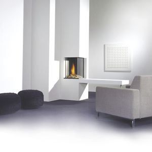 gas fireplace / contemporary / closed hearth / built-in