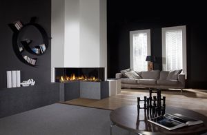 gas fireplace / contemporary / closed hearth / corner