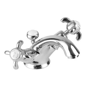 double-handle washbasin mixer tap / free-standing / chromed metal / brass
