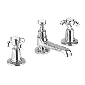 double-handle washbasin mixer tap / free-standing / chromed metal / brass