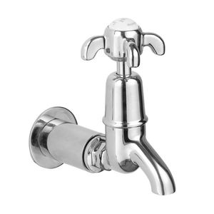 washbasin mixer tap / wall-mounted / chromed metal / brass