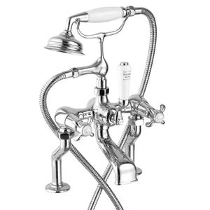 double-handle shower mixer tap / for bathtubs / free-standing / chromed metal