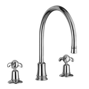 countertop mixer tap / chromed metal / kitchen / 3-hole