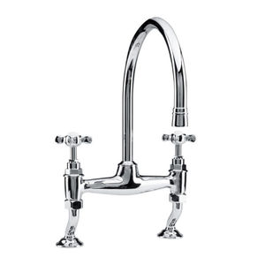 deck-mounted double-handle mixer tap / chromed metal / brass / nickel