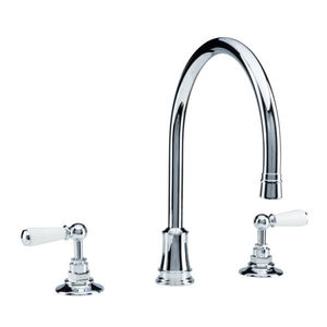 deck-mounted double-handle mixer tap / chromed metal / brass / nickel