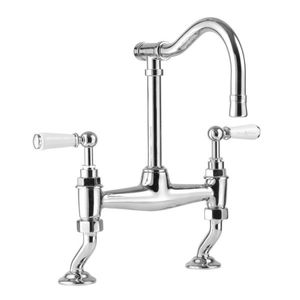 deck-mounted mixer tap / chromed metal / brass / nickel