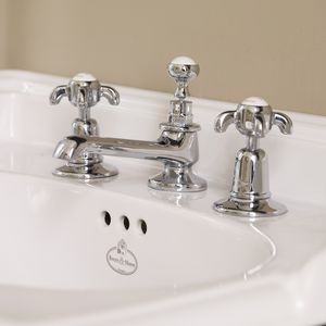double-handle washbasin mixer tap / free-standing / chromed metal / brass