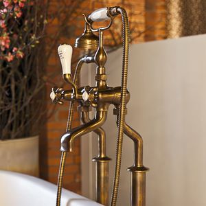 double-handle shower mixer tap / for bathtubs / free-standing / chromed metal