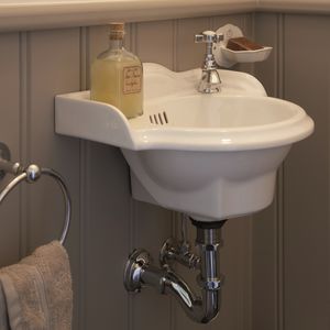 wall-mounted washbasin / ceramic / traditional / handmade