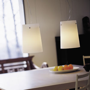 pendant lamp / contemporary / chromed metal / blown glass