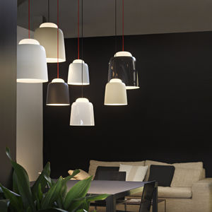 pendant lamp / contemporary / blown glass / metal