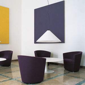 contemporary visitor armchair / leather / white
