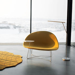 contemporary fireside chair / fabric / leather / black