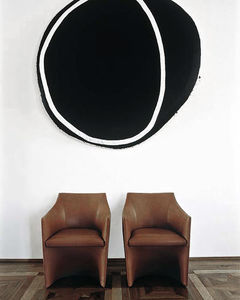 contemporary visitor armchair / leather / brown / by Christophe Pillet