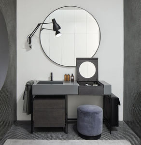free-standing washbasin cabinet / wooden / ceramic / contemporary
