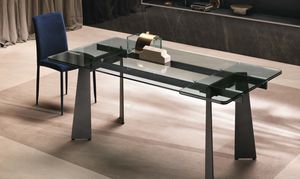 contemporary table / glass / metal / ceramic
