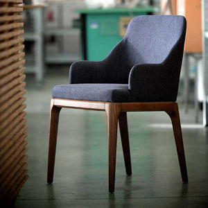 contemporary chair / upholstered / with armrests / oak