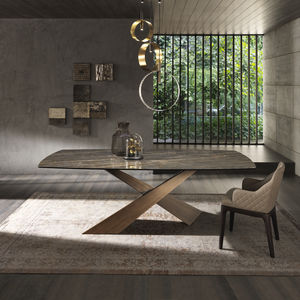 contemporary table / metal / ceramic / rectangular