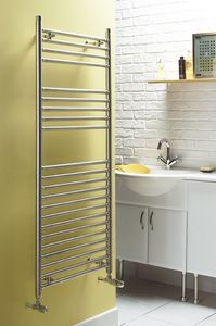 hot water towel radiator / steel / contemporary / vertical