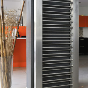 hot water towel radiator / steel / contemporary / vertical