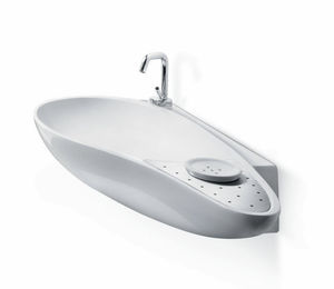 wall-mounted washbasin / oval / ceramic / original design