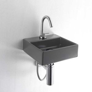 wall-mounted hand basin / rectangular / stainless steel